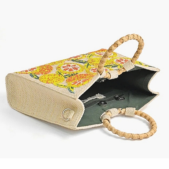 AMERICA & BEYOND Orange & Yellow Lemon Beaded Handbag - Picture 6 of 8